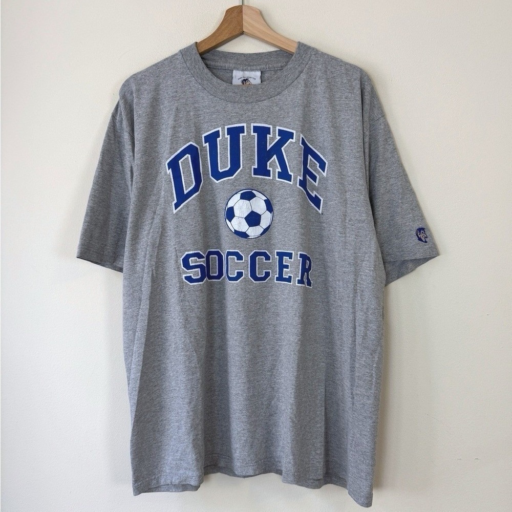 Vintage 90's Duke‎ University Soccer Gray Graphic Tee Shirt - XL